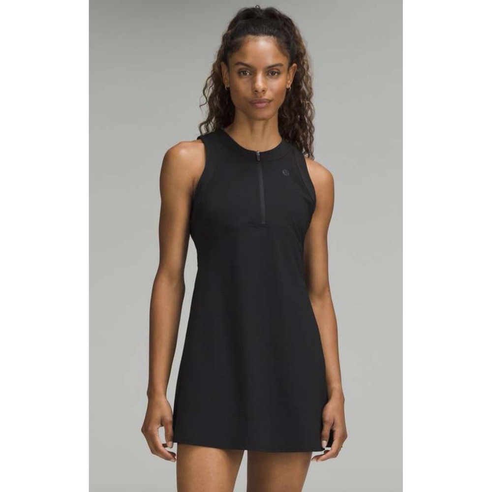 NWT Lululemon Women's Tennis Dress Grid-Texture Sleeveless Black Size 8 $128 NEW